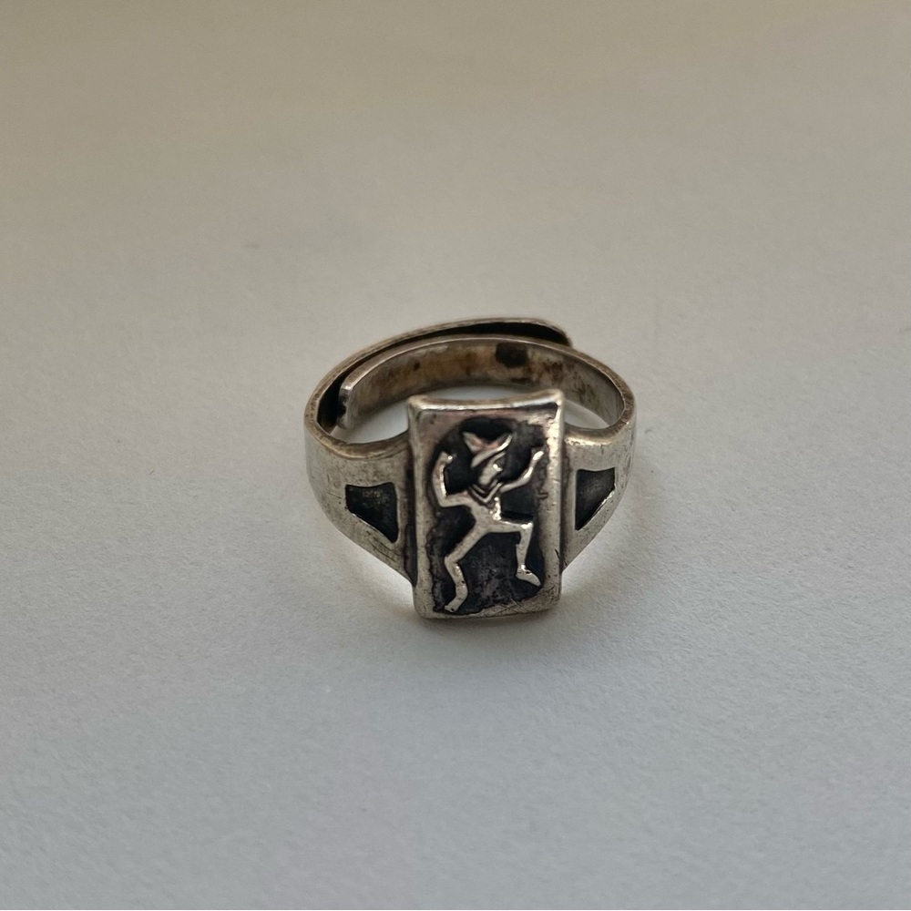 Vintage Brownie Girl Scout Sterling Silver Adjustable Ring